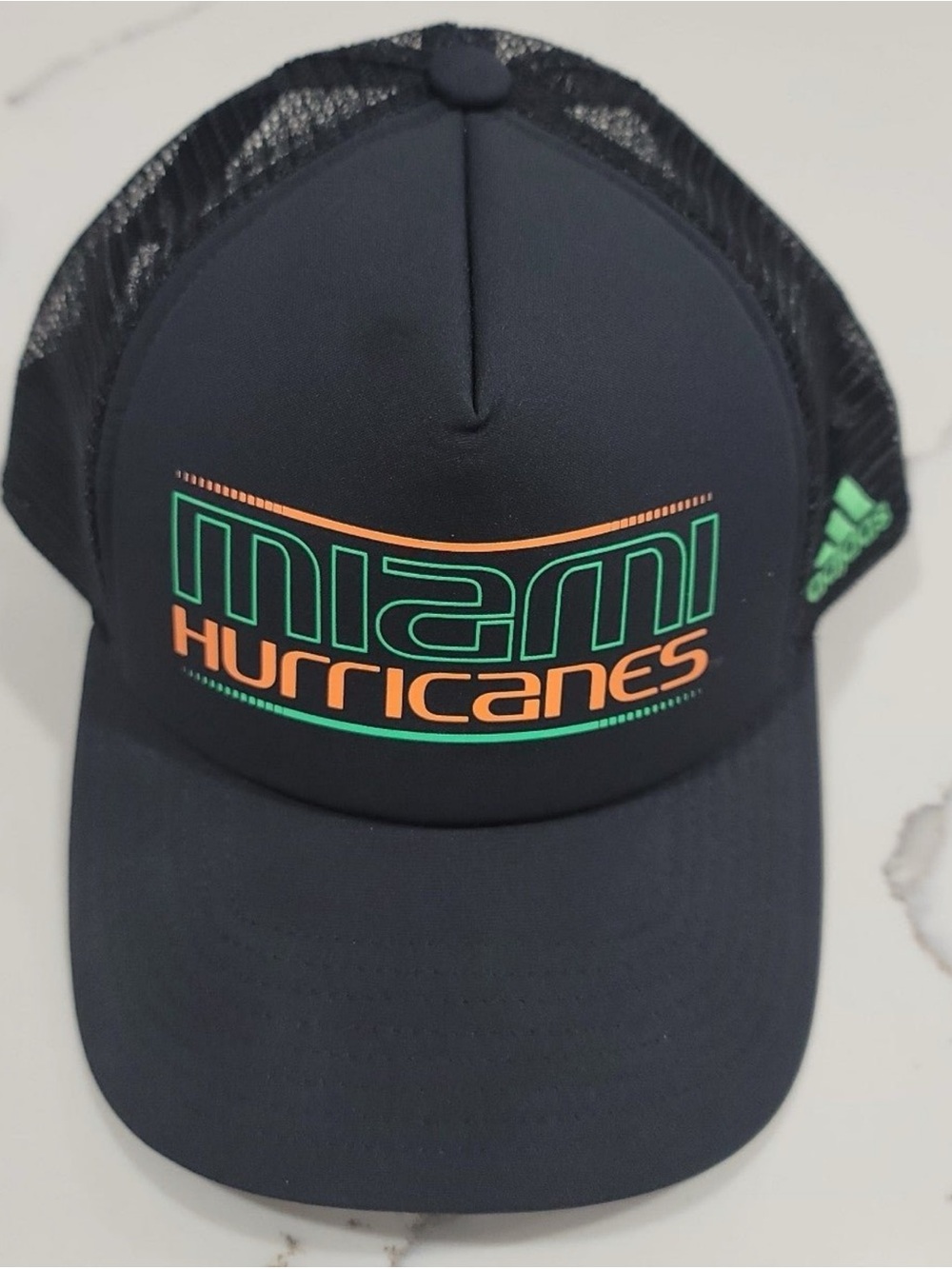 adidas Men's Black Trucker Cap with Green & Orange Miami Logo